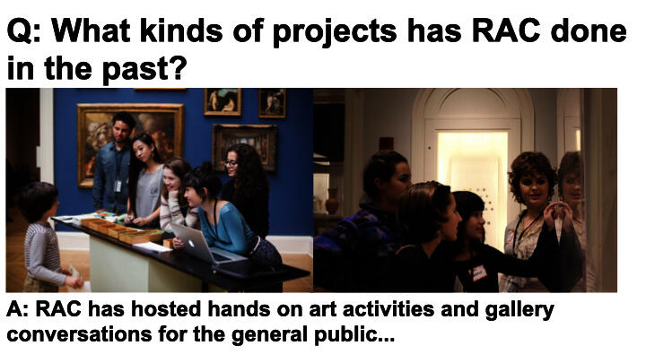 Picture of teens interacting with museum visitors in the galleries