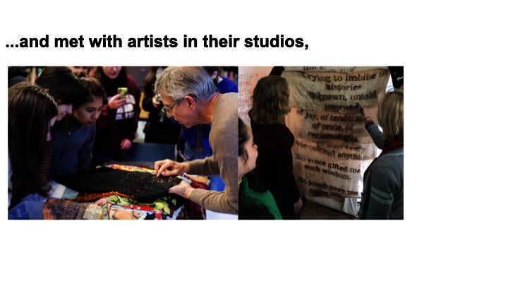 RISD Art Circle teens hanging out in artist studios