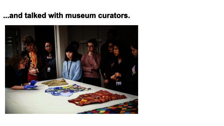 RISD Art Circle teens visiting Costume and Textile storage with curators