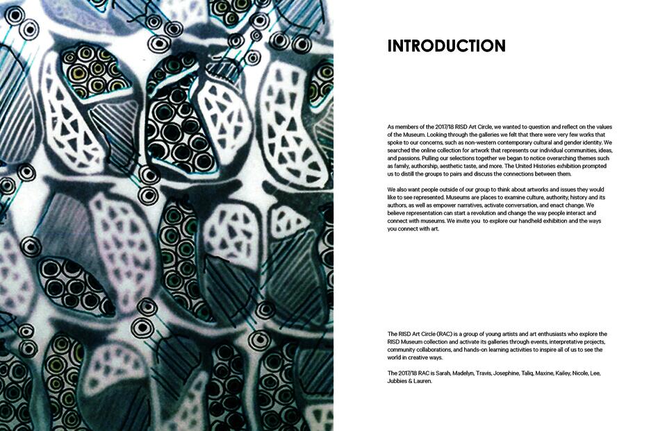 Left side of page has circular shapes covering the entire page and words on the right