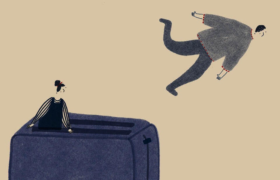 Man flying out of toaster