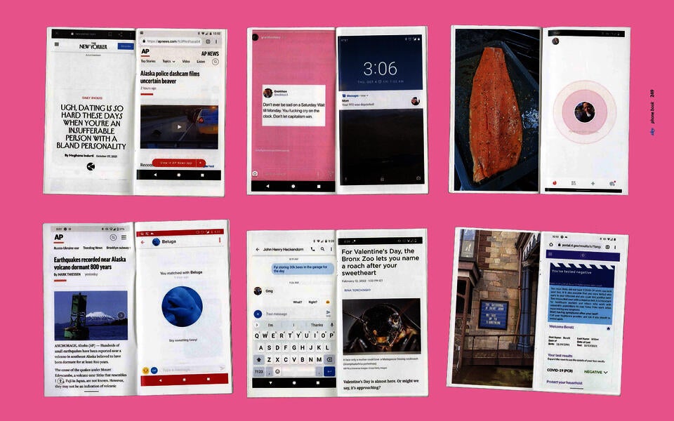 A phone-sized photobook using only images curated from Berett Wilber's screenshot folder