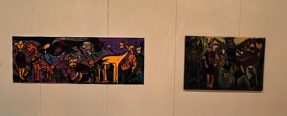 two paintings on a wall