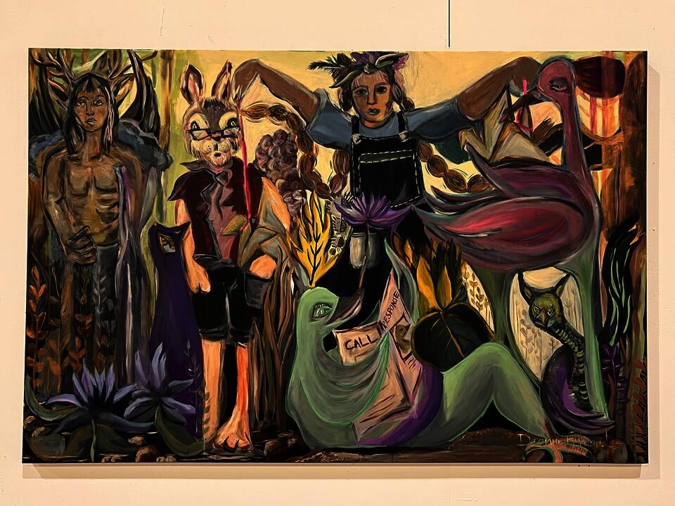 a big painting on a wall