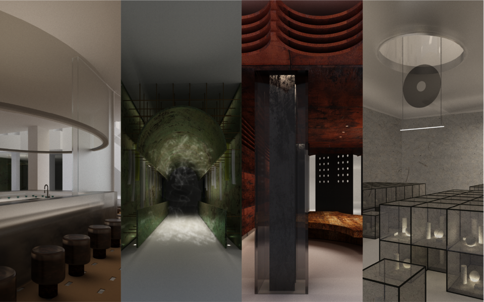 Rendering for 4 examples of space
