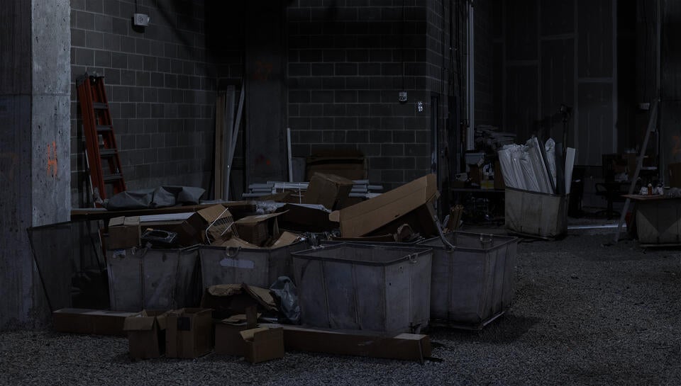 A indoor site under construction.