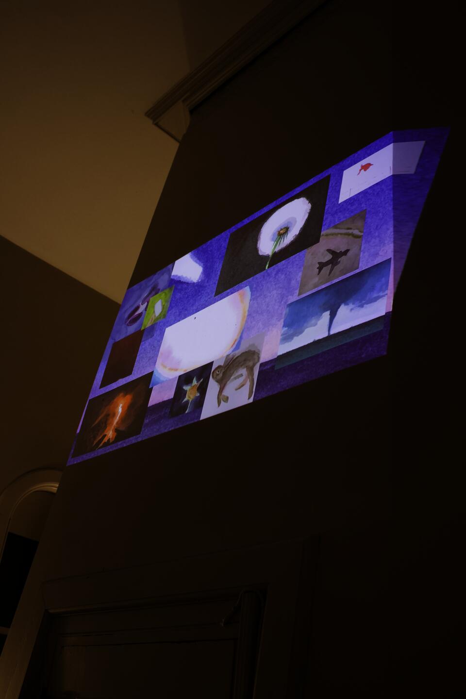Close up of video projection on wall 