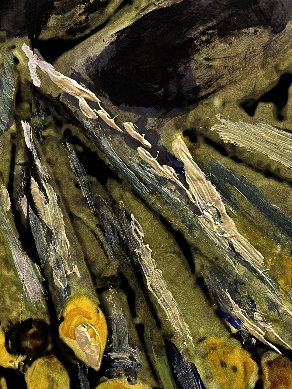 Detail of hand painted logs