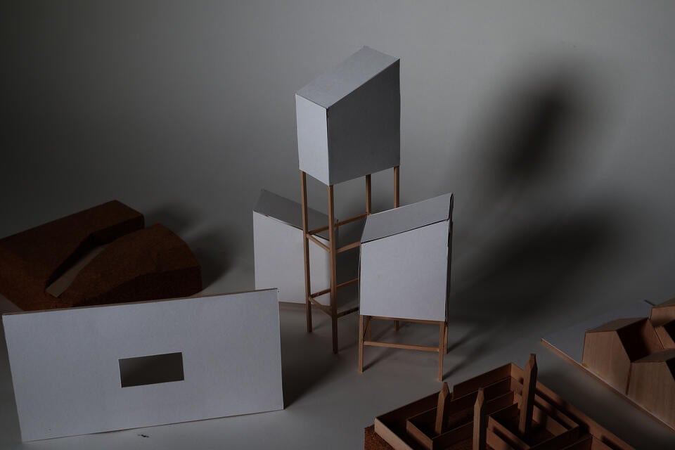 Five study models each exploring a different architectural motif present in studied remote structures.