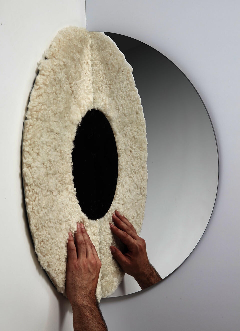 Mirror made of sheepskin & plexiglass