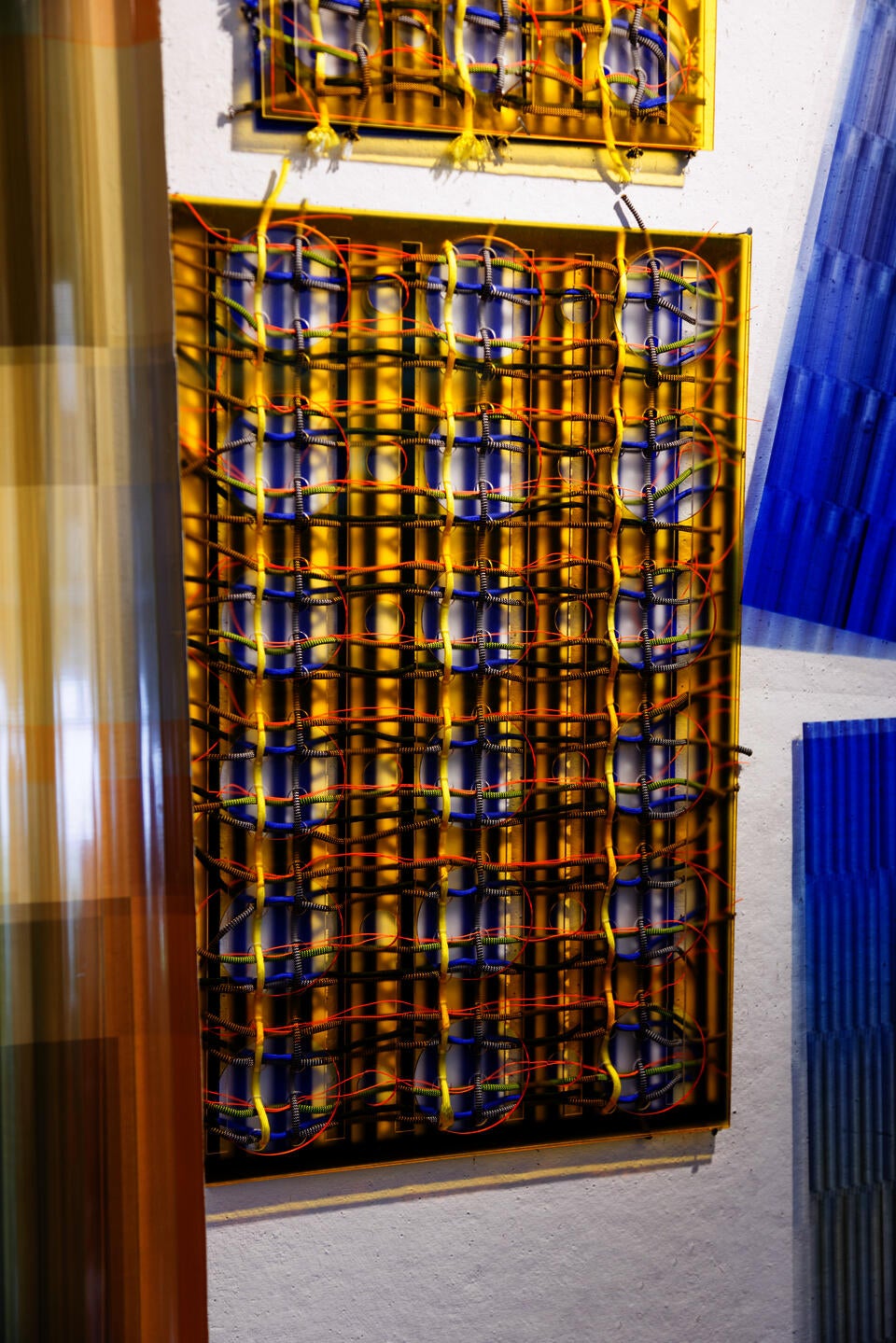 First installation layout simulation for the woven plexiglass with paracords on the wall. 