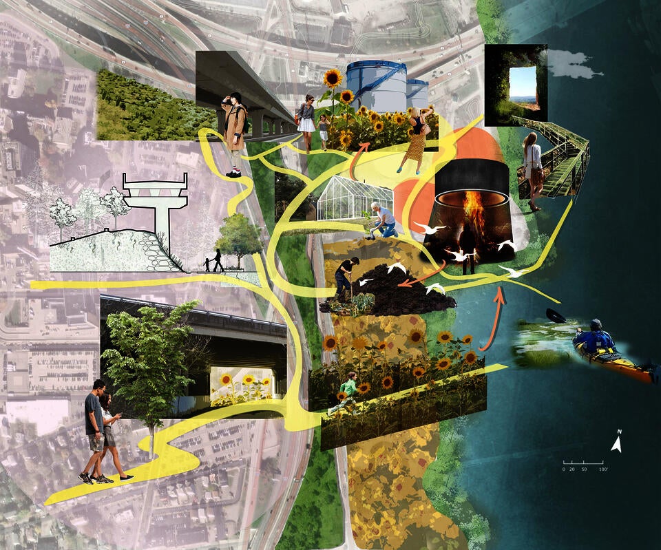 This Site Program Plan designs landscapes that integrate human-plant interactions, highlighting plants' role in pollution mitigation and promoting sustainable practices to foster environmental stewardship and empathy.