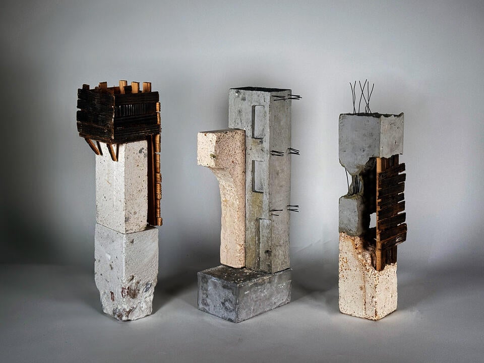 Cast model exploring the layered urban fabric of the Golden Horn walls, using mixed materials to evoke diverse textures.