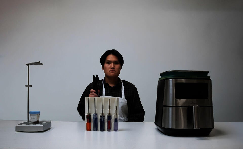 Shot of individual amongst the Boring Objects Bureau's experiments