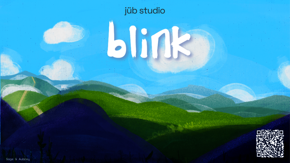 QR code linking to the Blink project website. Scan to explore the AR comfort companion app by jüb studio.